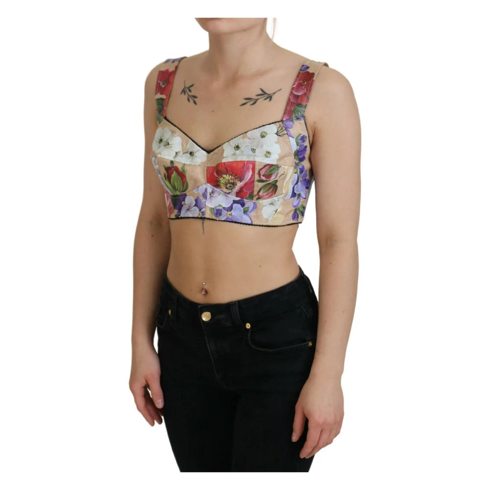 Dolce & Gabbana Bloemen Bustier-Crop-Top met Italiaans vakmanschap Multicolor Dames