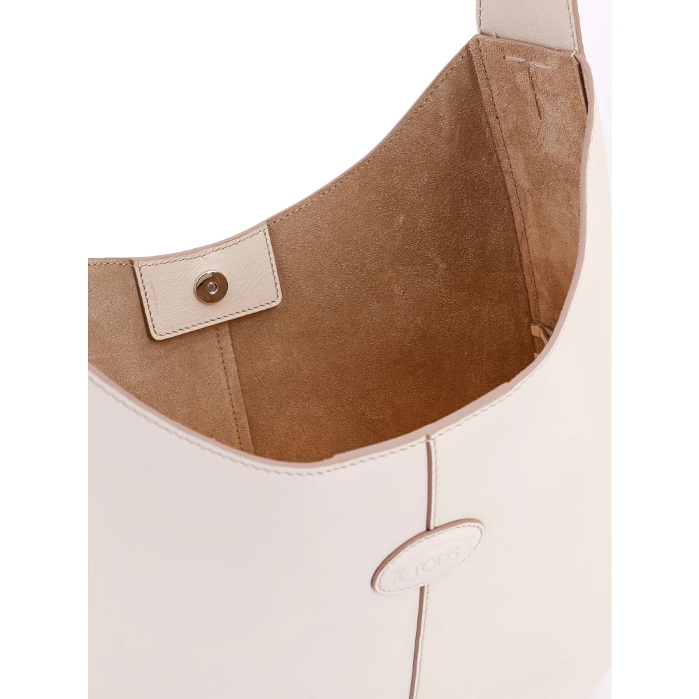 TOD'S Leren schoudertas met logopatch White Dames