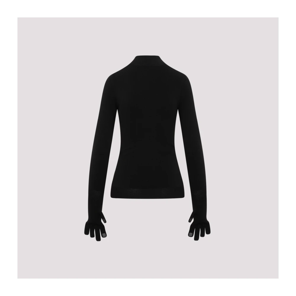 Balenciaga Zwarte Tech Fabric Sweater met Handschoenen Black Dames