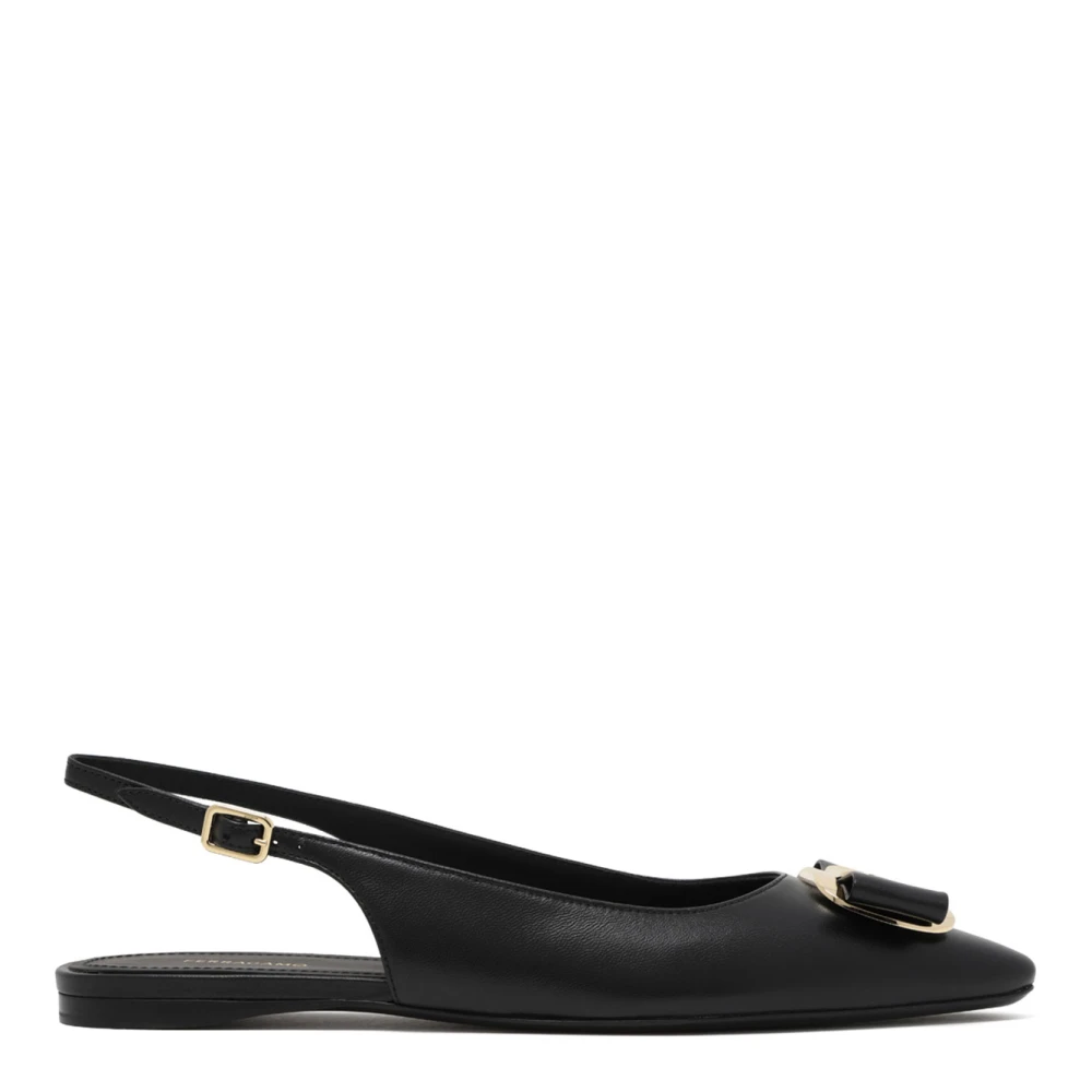 Ferragamo Women's Black Ballerina Shoes, 6 Uk, Leather Slingback Vara Pumps