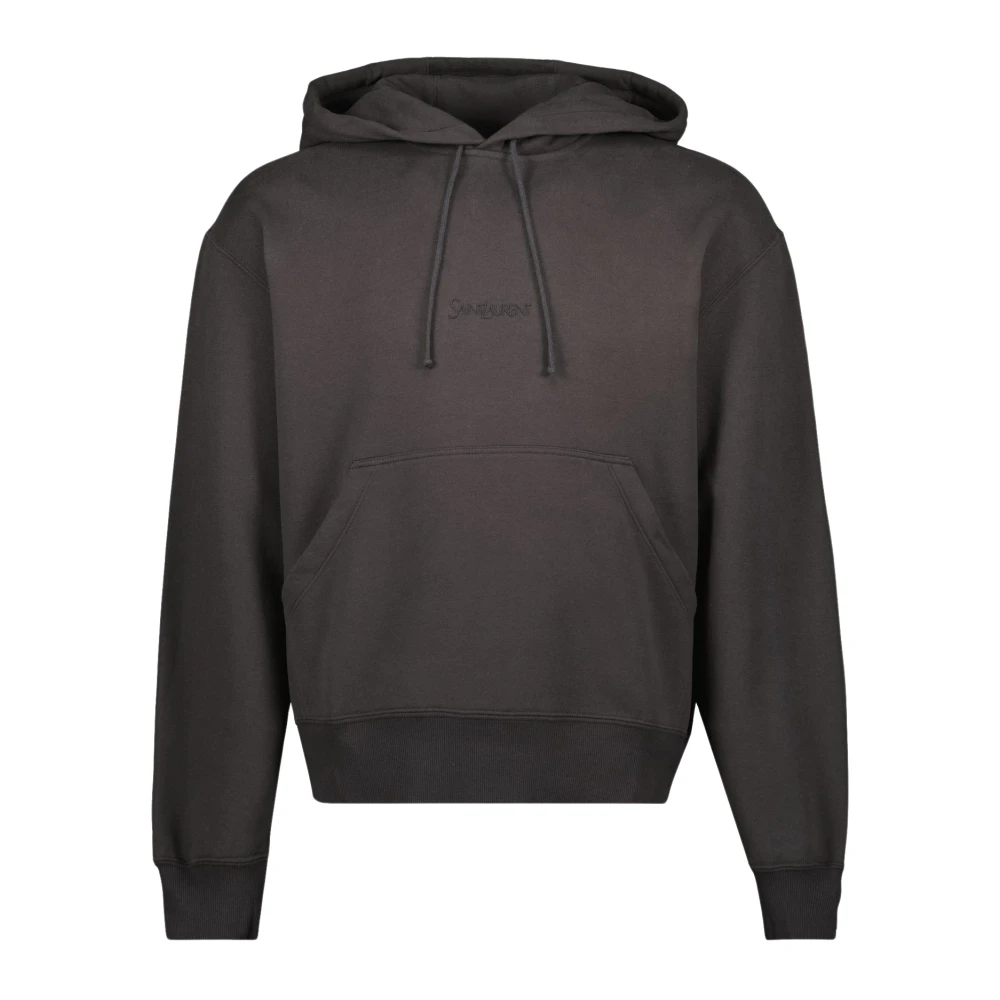 Saint Laurent Men's Gray Embroidered Hoodie In Grey - Hoodies - S - Sweatshirts & Hoodies