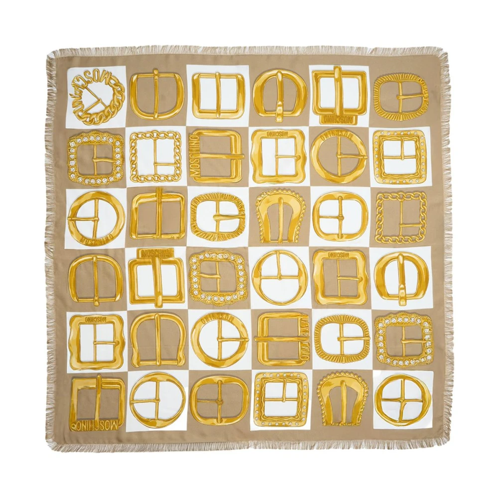 Moschino Luxe Gouden Zijden Sjaal met Chique Print Multicolor Dames