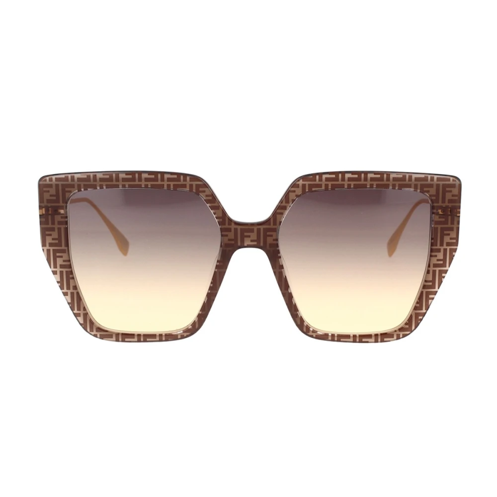 Fendi Geometriska Oversized Solglasögon med Minimalistisk Ram Brown, Dam