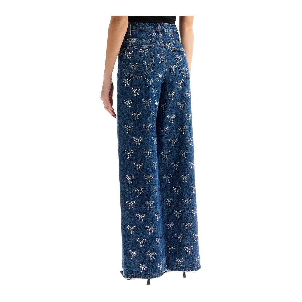 Self Portrait Rechte jeans met strass strikken Blue Dames