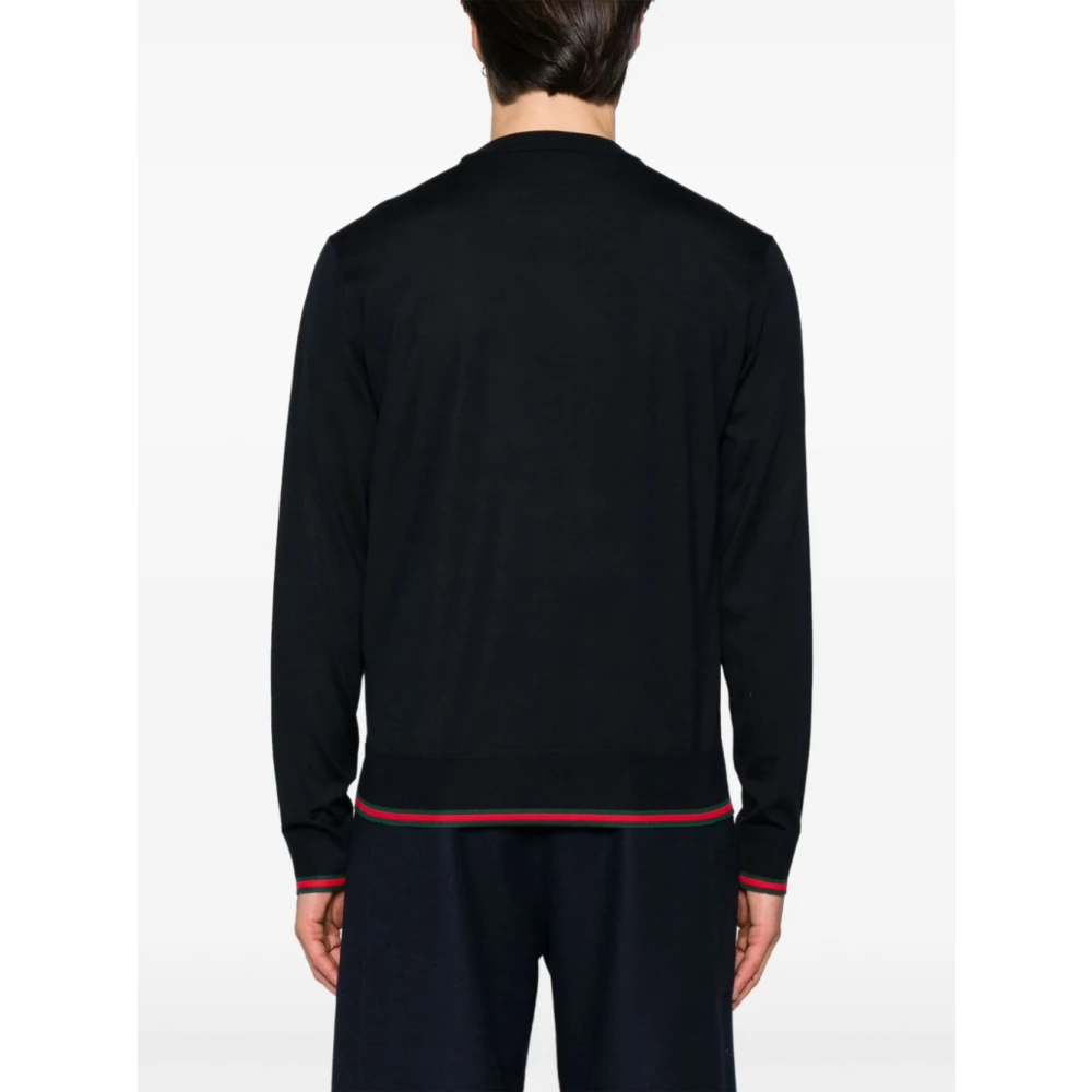 Gucci Donkerblauwe Wollen Gebreide Trui Blue Heren