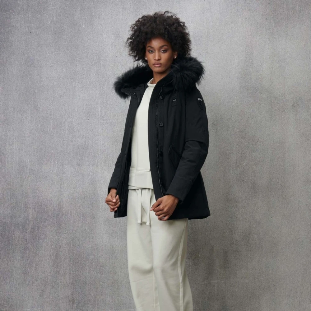 Blauer Stijlvolle Winterjas voor Vrouwen Black Dames