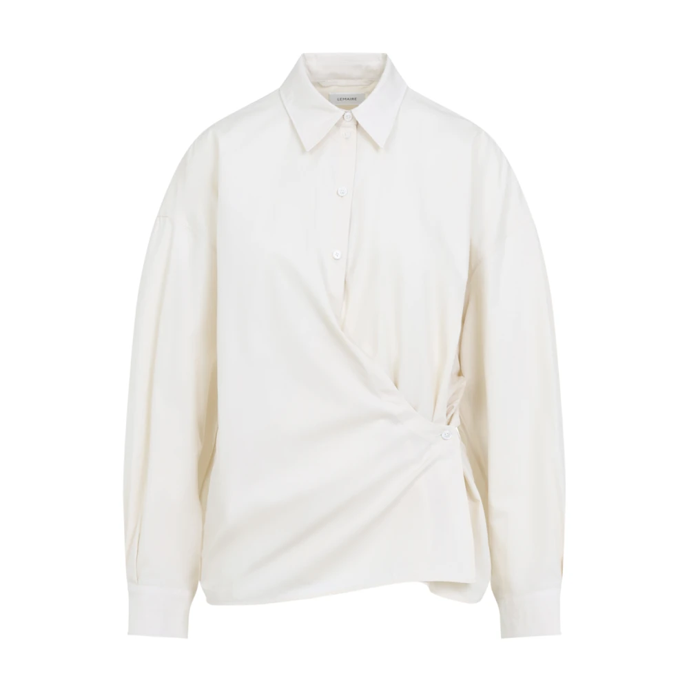 Lemaire Crème Gedraaide Kraag Shirt Beige Dames