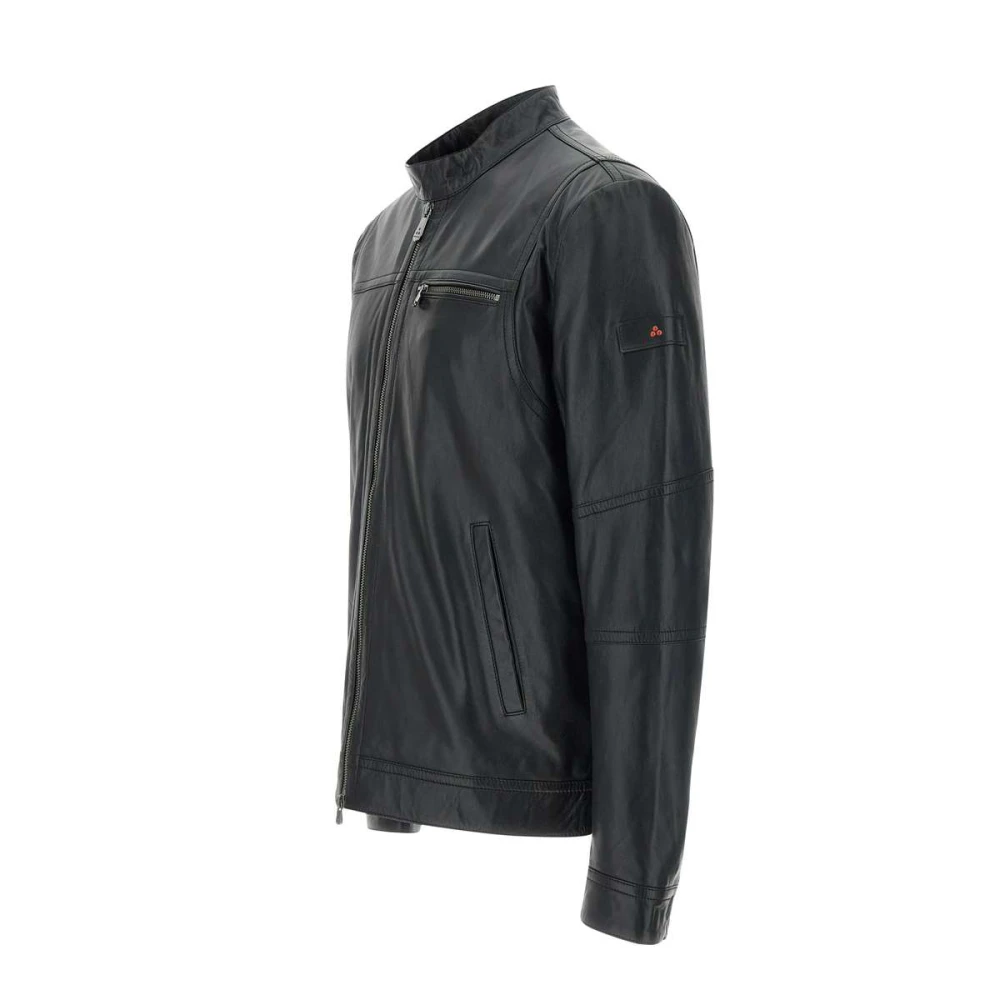 Peuterey Zwarte leren jas Saguaro Fw10 Black Heren