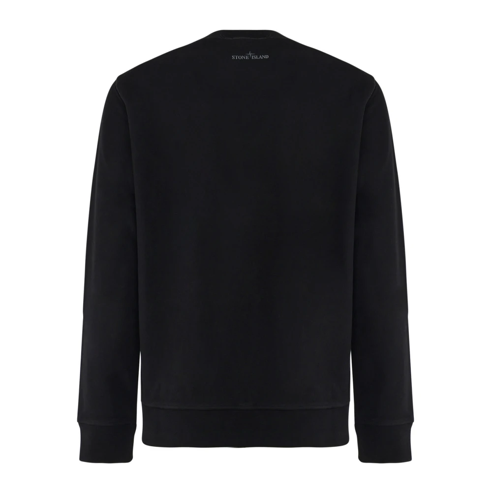 Stone Island Zwarte Katoenen Sweatshirt met Frontprint Black Heren