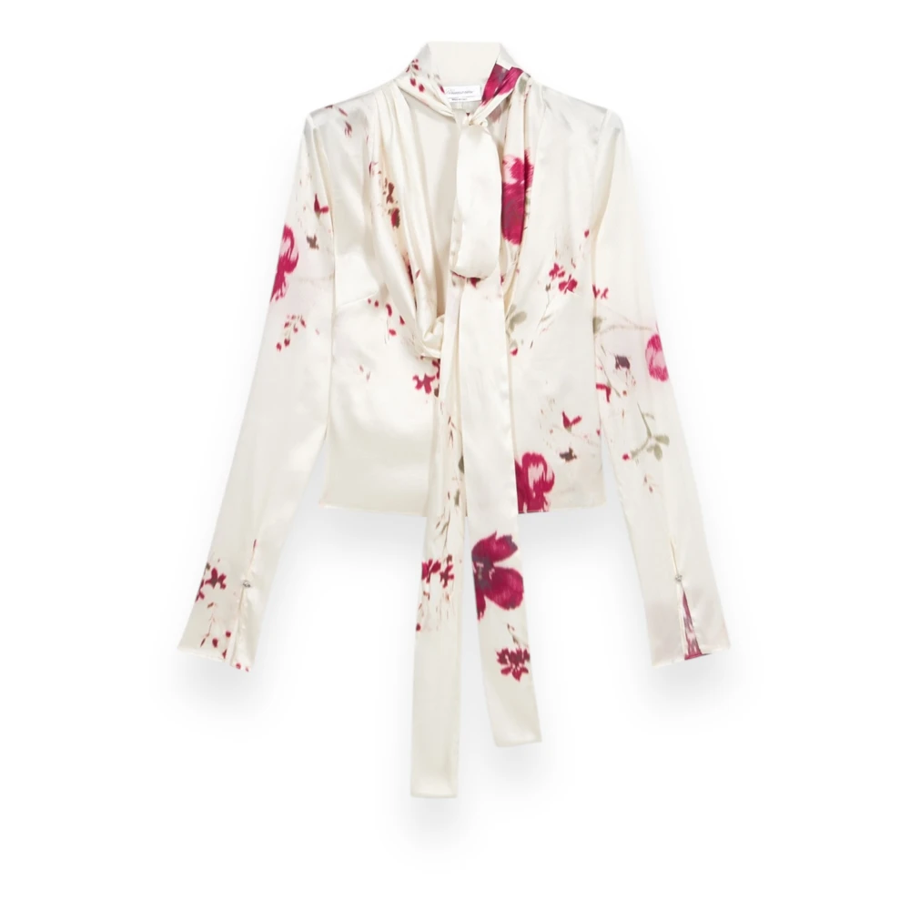 Blumarine Satin Print Blouse White Dames