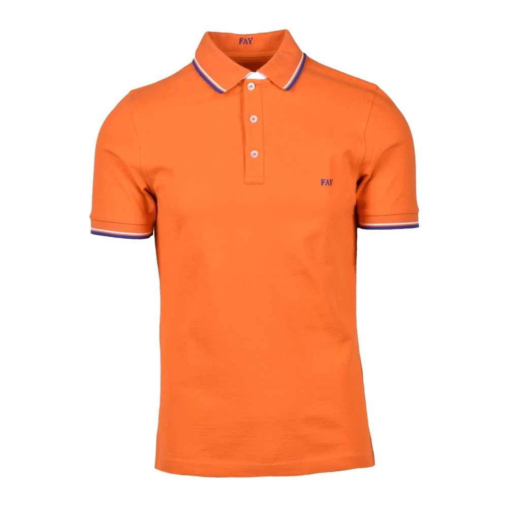Fay Katoen Elastan Polo Shirt Orange Heren