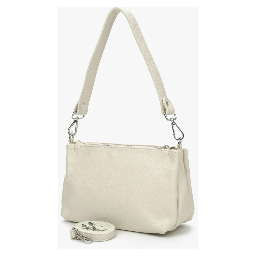 Estro Dames Crème Beige Leren Crossbody Tas Er00115562 Beige Dames