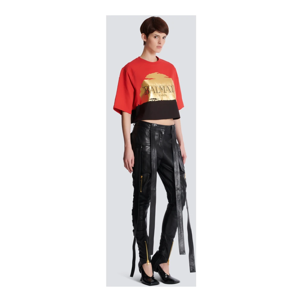 Balmain Disney x: The Lion King Zonsondergang bedrukt kort T-shirt Multicolor Dames