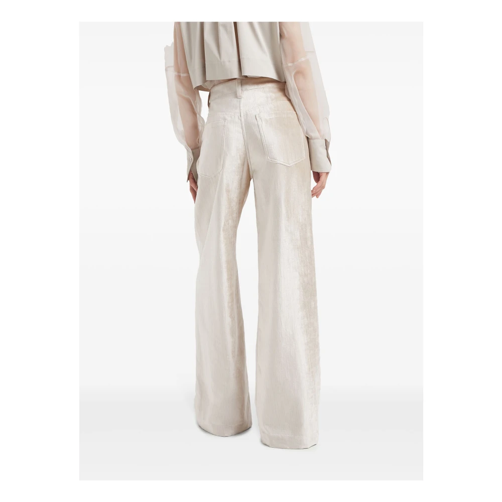 BRUNELLO CUCINELLI Beige Velvet Loose Broek Beige Dames