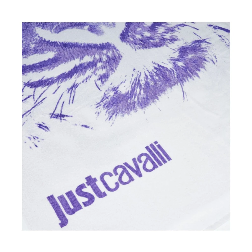Just Cavalli Luxe Strandhanddoek met Logo White Heren