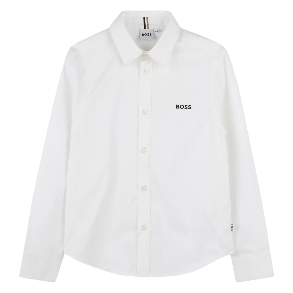 Hugo Men's White Embroidered Logo Shirt
