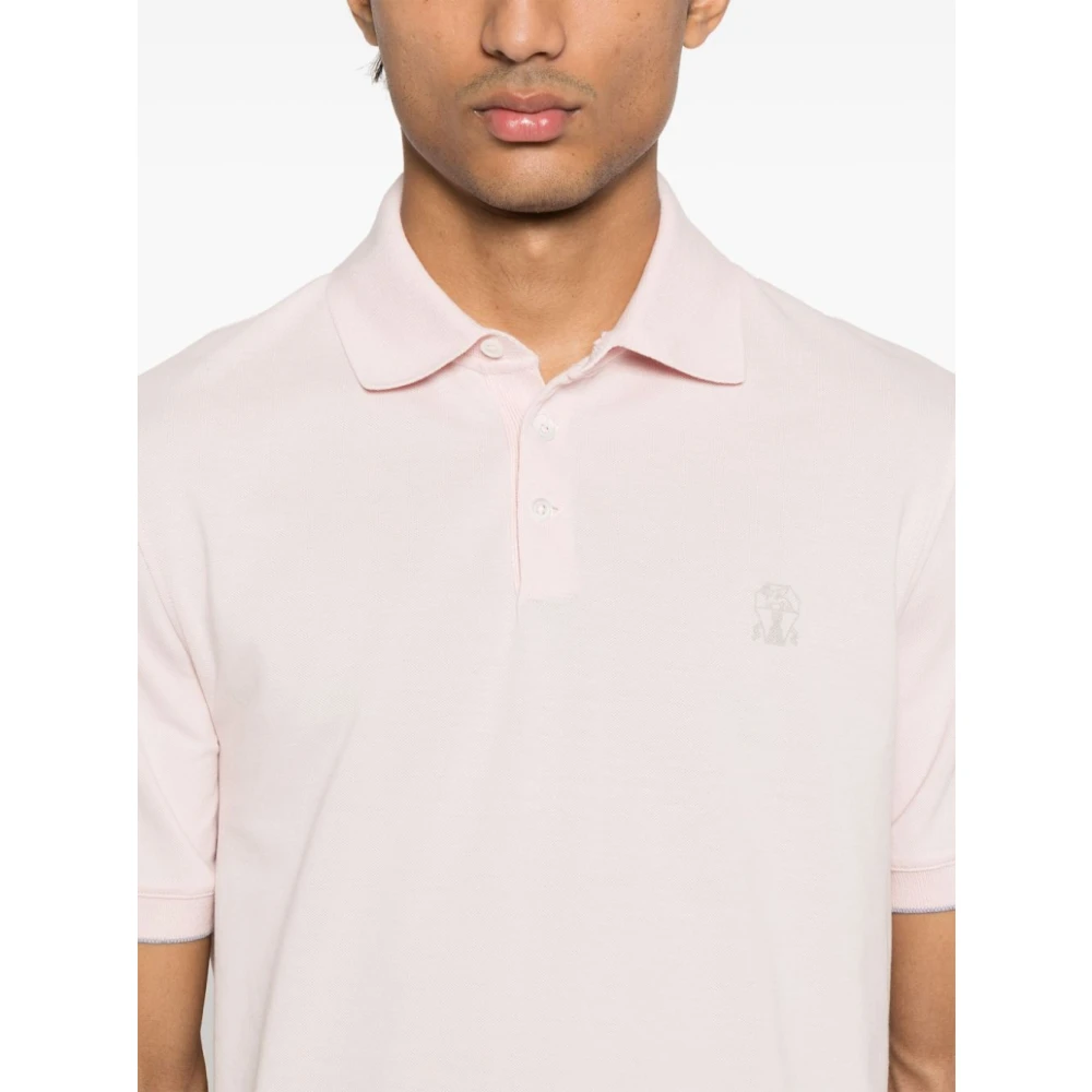 BRUNELLO CUCINELLI Roze Polo met Heraldiek Logo Pink Heren