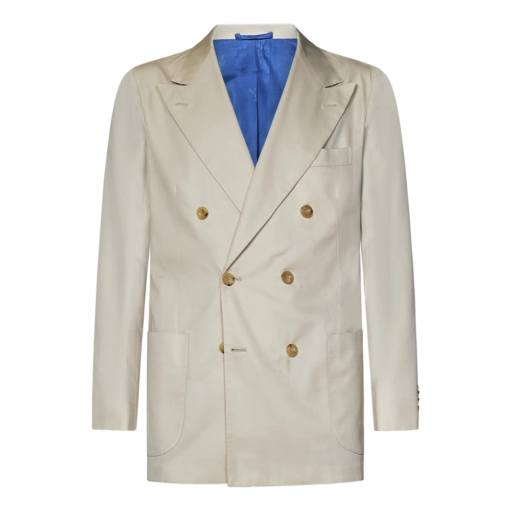Kiton Single Breasted Suits Beige Heren