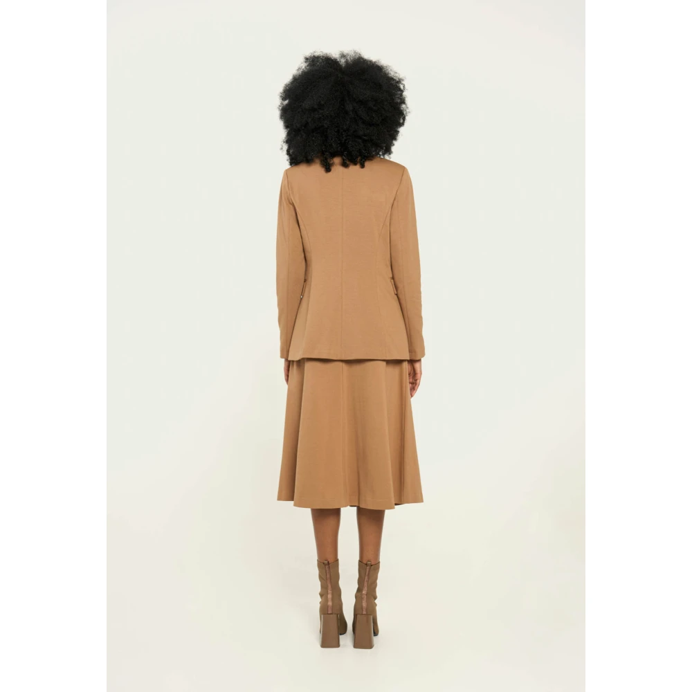 Vicario Cinque Tulip Midi Rok Milano Rits Brown Dames