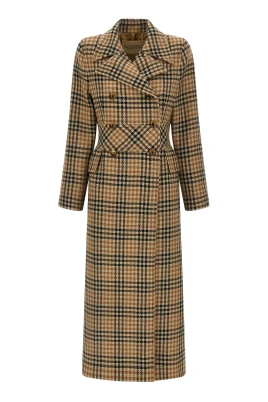 Houndstooth Wool Coat