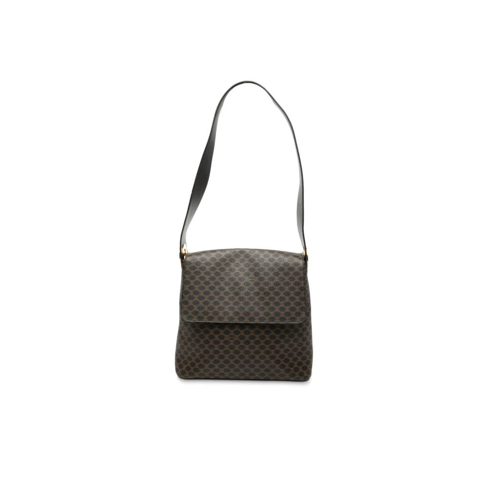 Celine Vintage Women's Brown Pre-Owned Triomphe Monogram Shoulder Bag