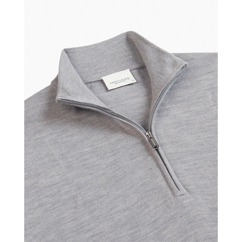 Profuomo Half Zip Pullover Grijs Mel Gray Heren