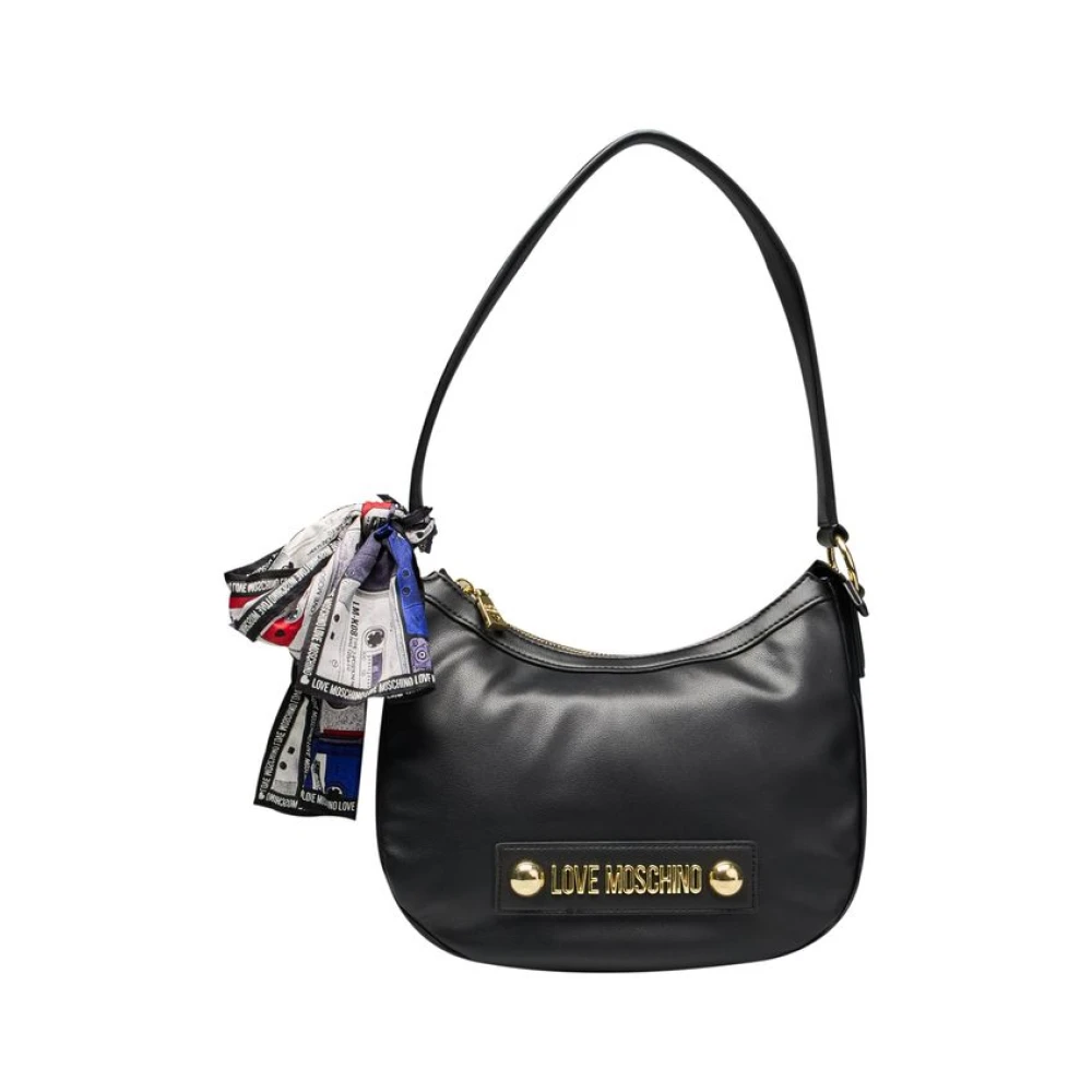 Love Moschino Elegante Zwarte Handtas met Gouden Details Black Dames