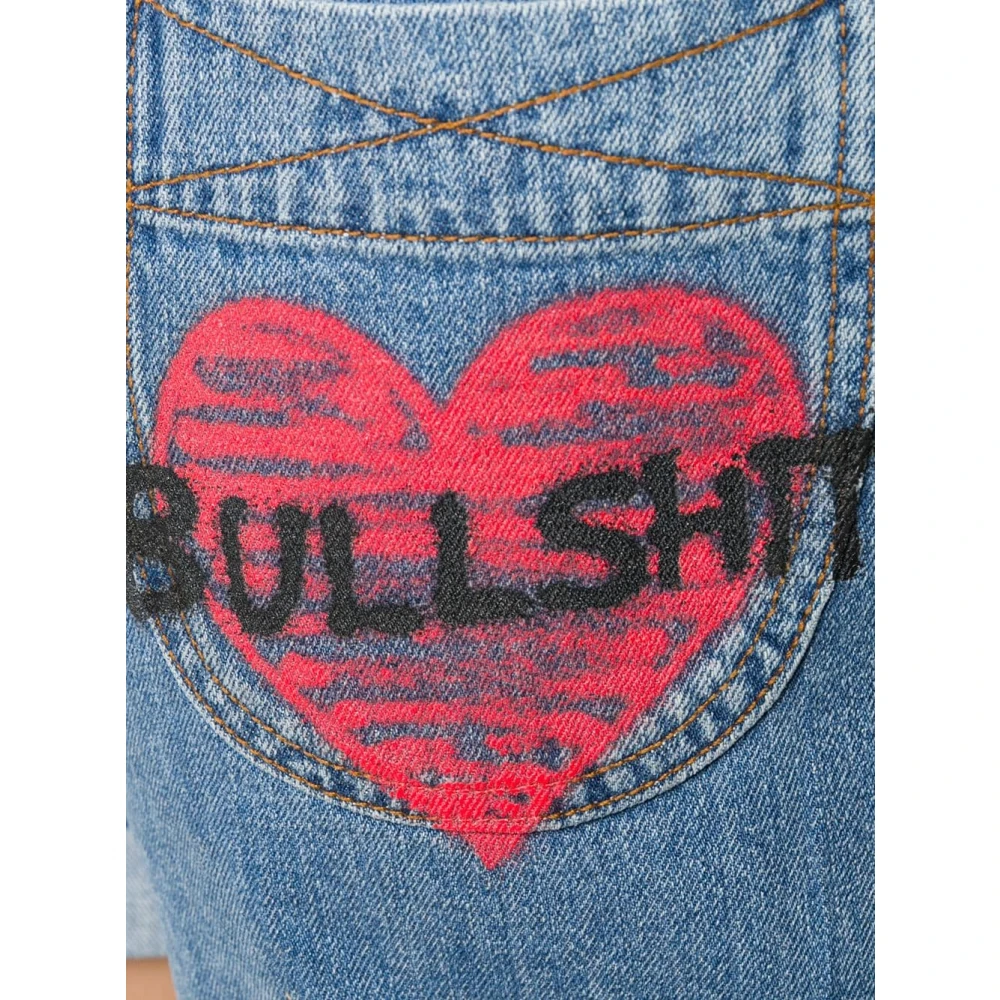 Philosophy di Lorenzo Serafini Blauwe Denim Slogan Print Shorts Blue Dames