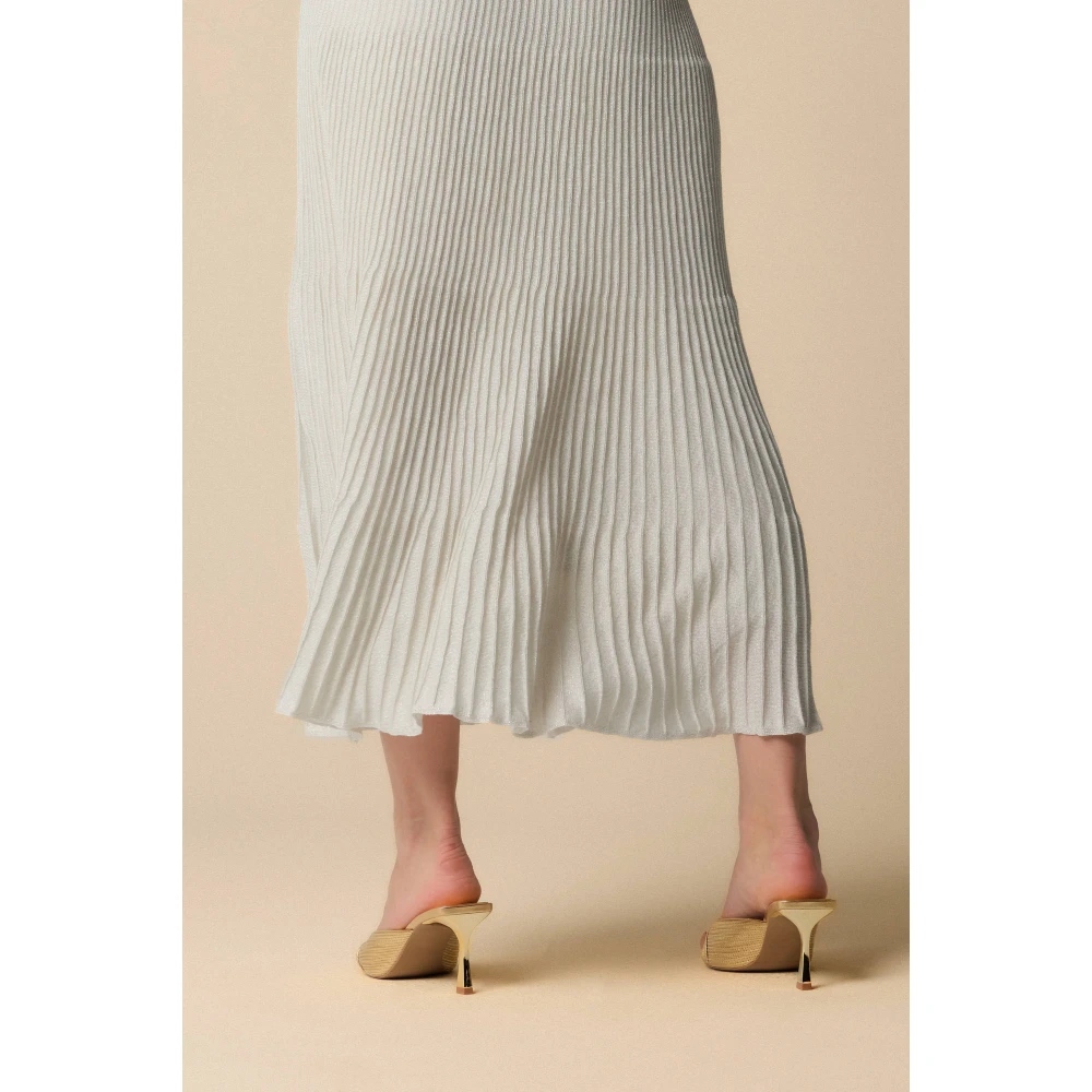 Kocca Geplooide Gebreide Maxi Rok White Dames