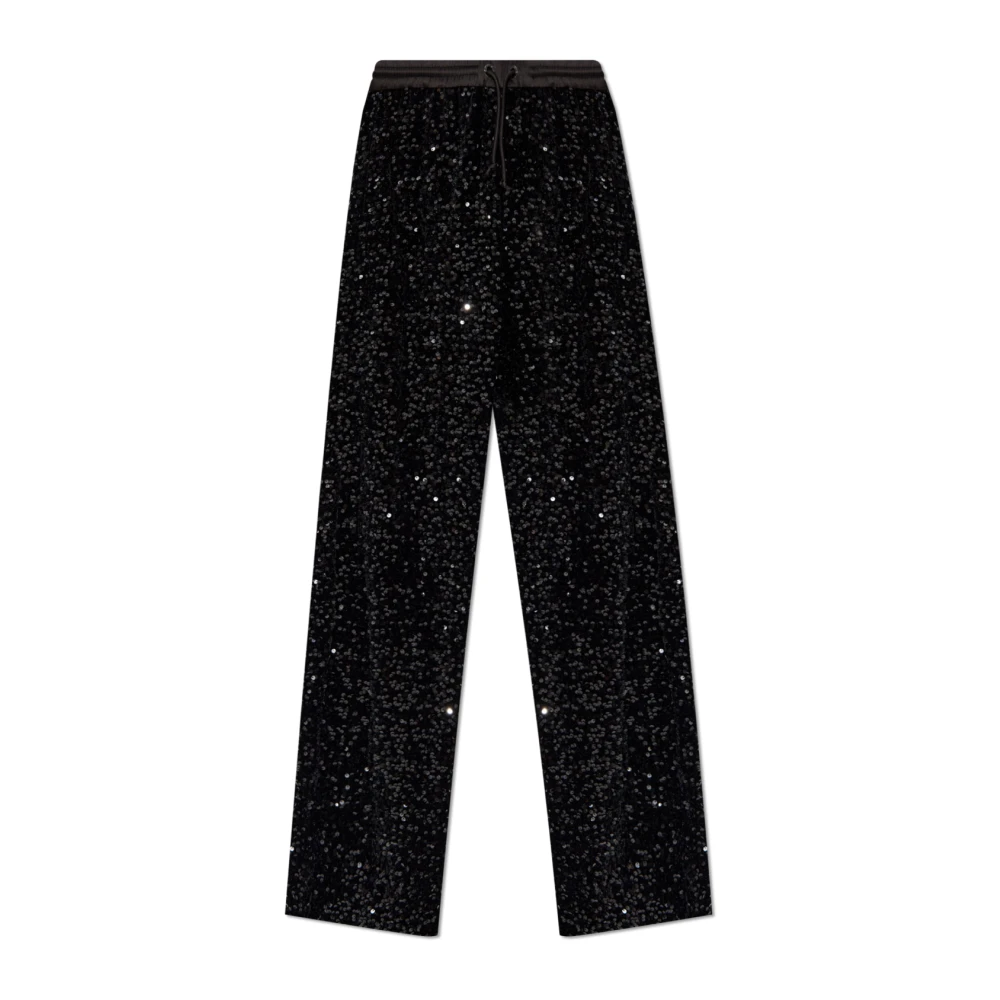 Emporio Armani Zwarte Ciniglia Broek met Pailletten Black Dames