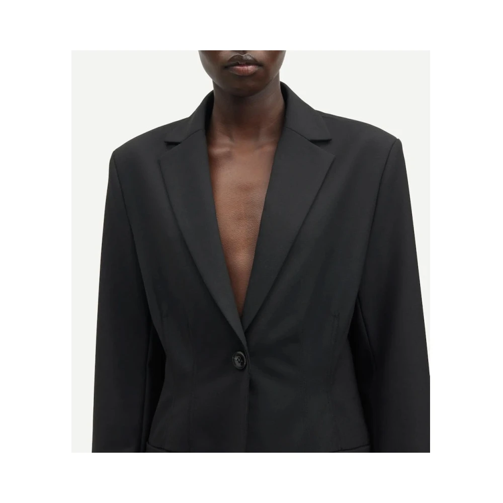 Samsøe Klassieke blazer met enkele rij knopen en getailleerde pasvorm Black Dames