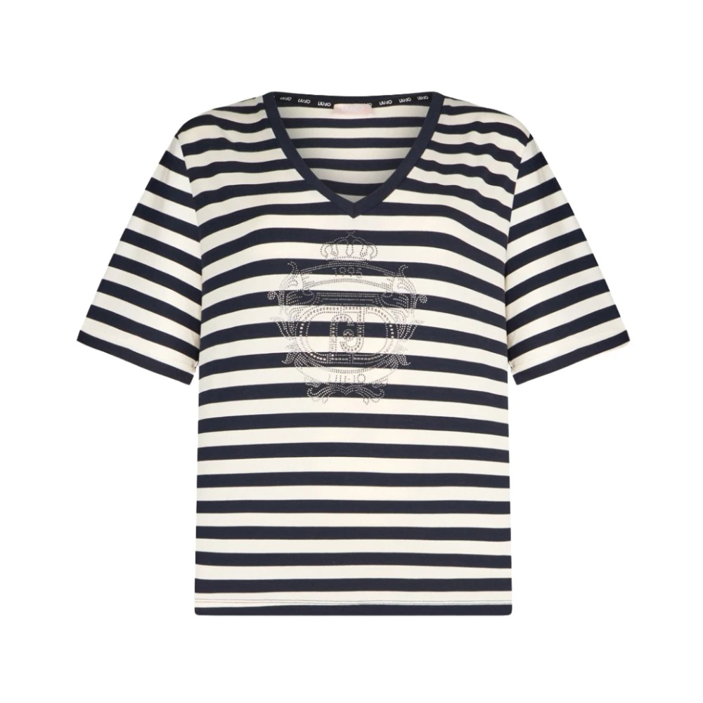 Liu Jo Kvinno Multicolor Toppar Dam, M, Bomull, Randig T-Shirt