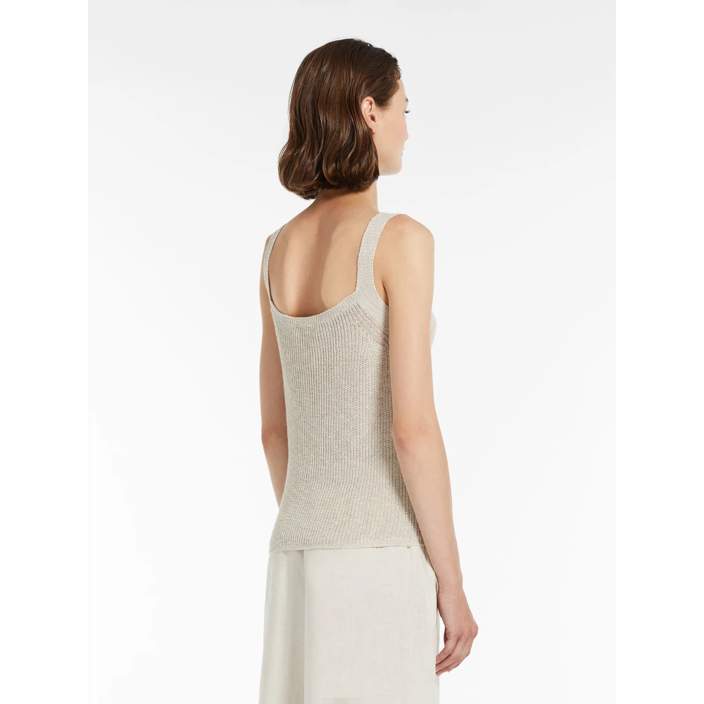 Max Mara Beige Katoen Linnen Twinset Sweaters Beige Dames