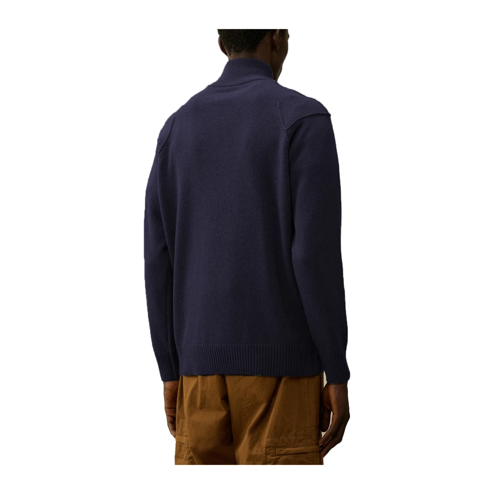 C.P. Company Half Zip Lamswol Trui Blue Heren