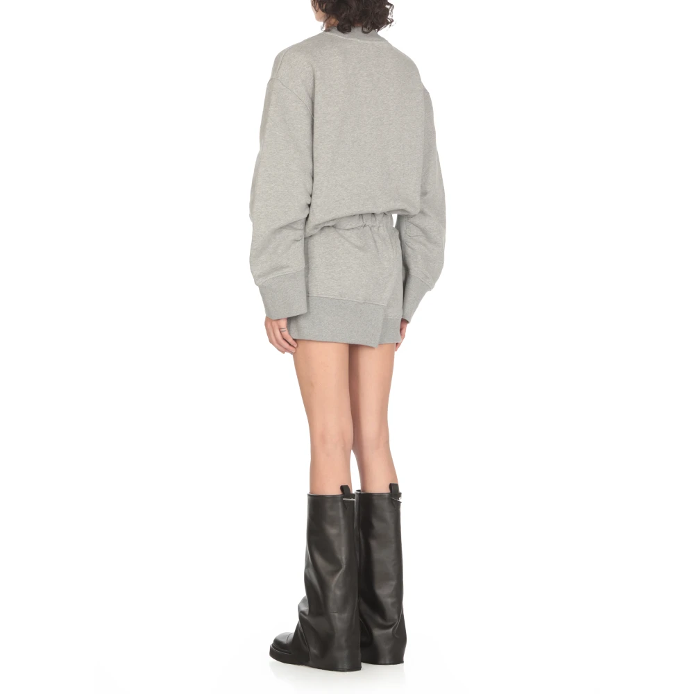 The Attico Grijze Katoenen Jurk met Logo Gray Dames