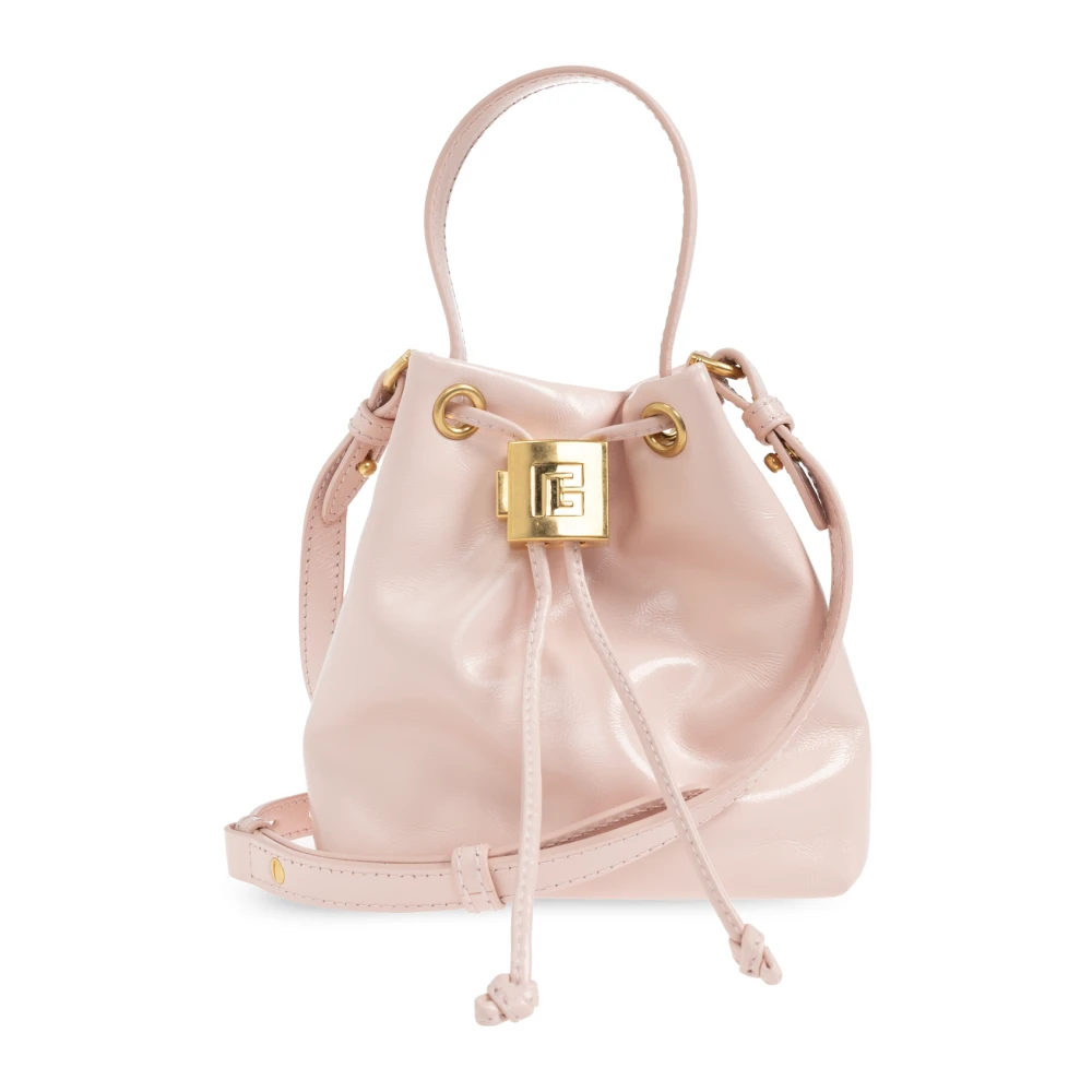 Balmain Donna Rosa Borsa Mini Pulse Bucket In Pelle Liscia - Immagine 2