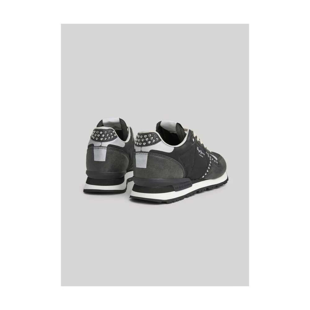 Pepe Jeans Retro-geïnspireerde hardloopschoenen met kleurcontrast en strass-details Heren Schoenen Zwart