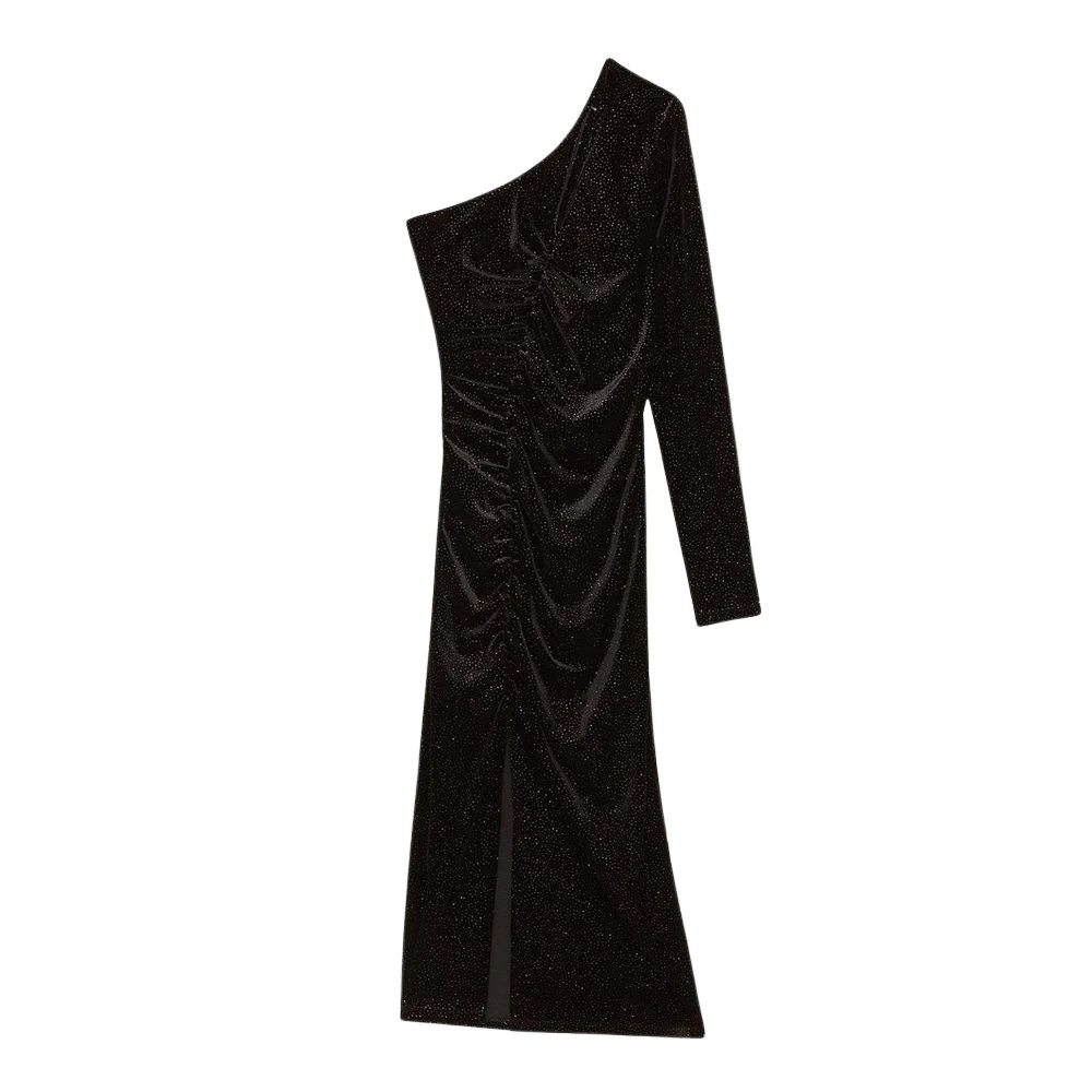 Patrizia Pepe Damen Schwarz Glitzer-Midikleid