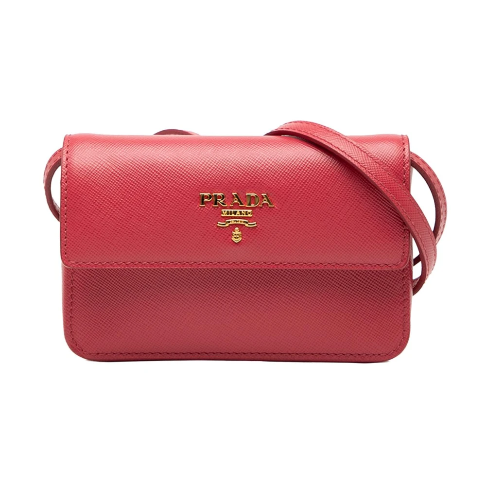 Prada Vintage Women's Red Pre-Owned Structu Leather Handbag