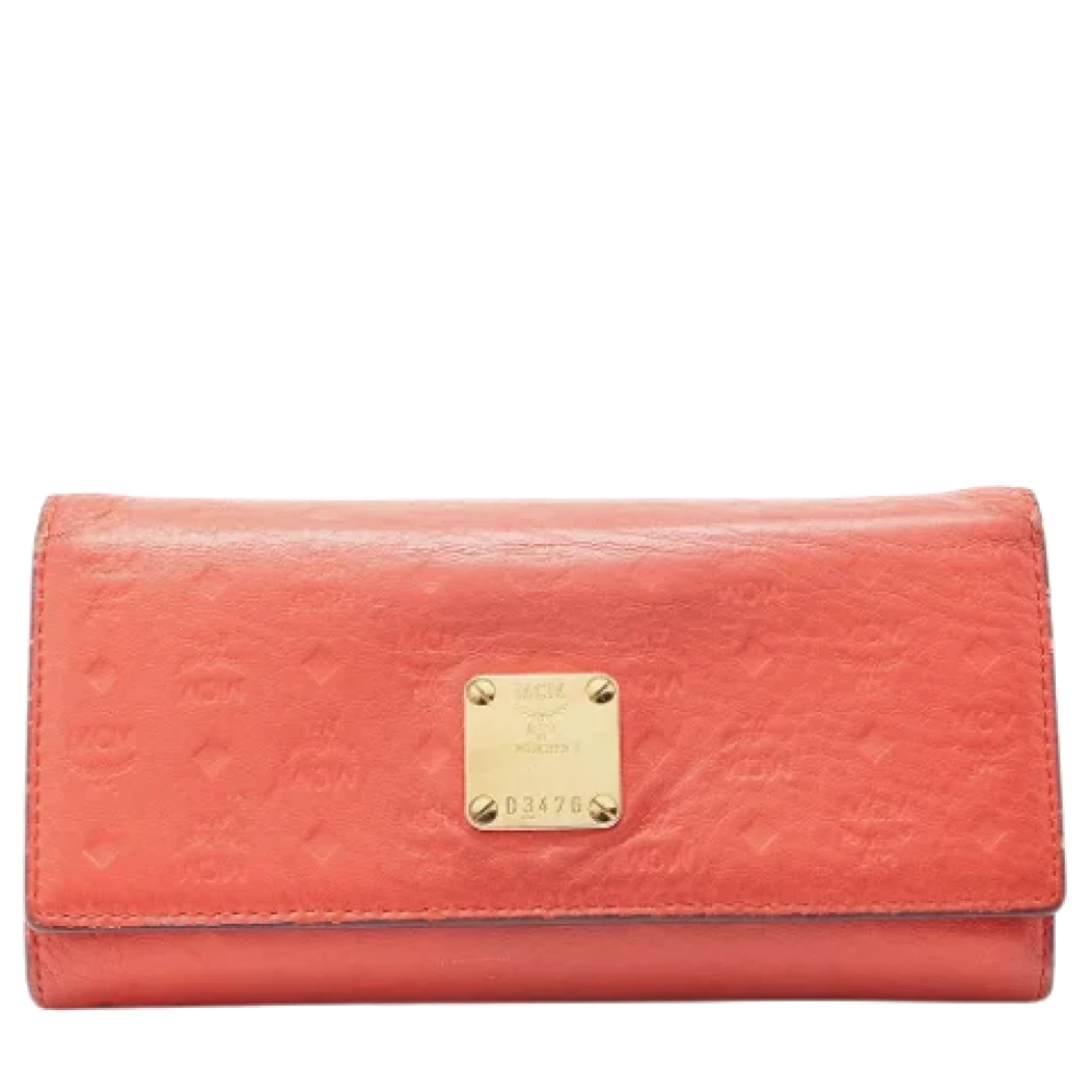 MCM Pre-owned Leather wallets Orange Dames