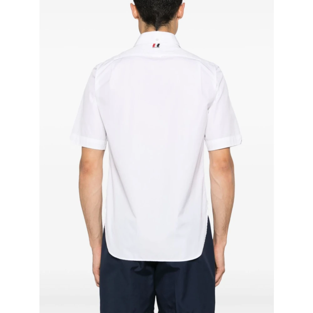 Thom Browne Witte Poplin Overhemd met RWB Streep White Heren