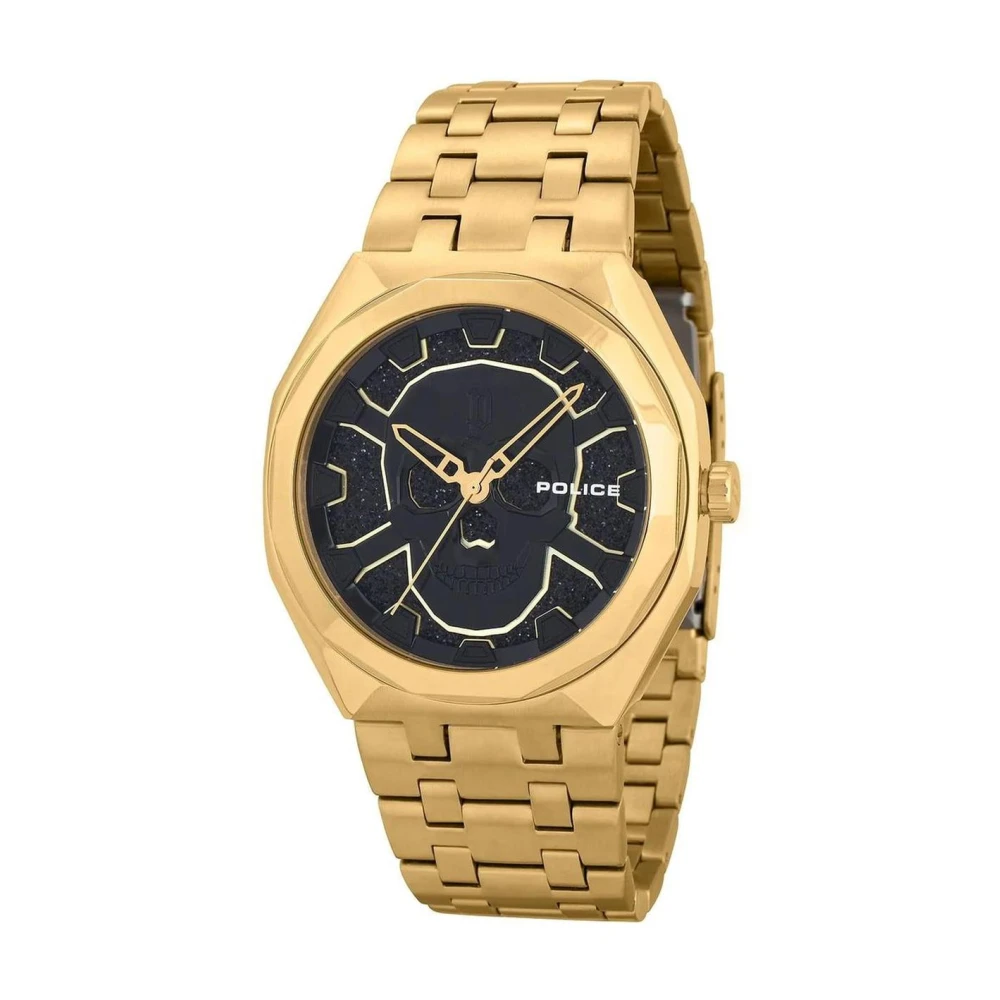 Police Men's Gold Stainless Steel Skull Watch