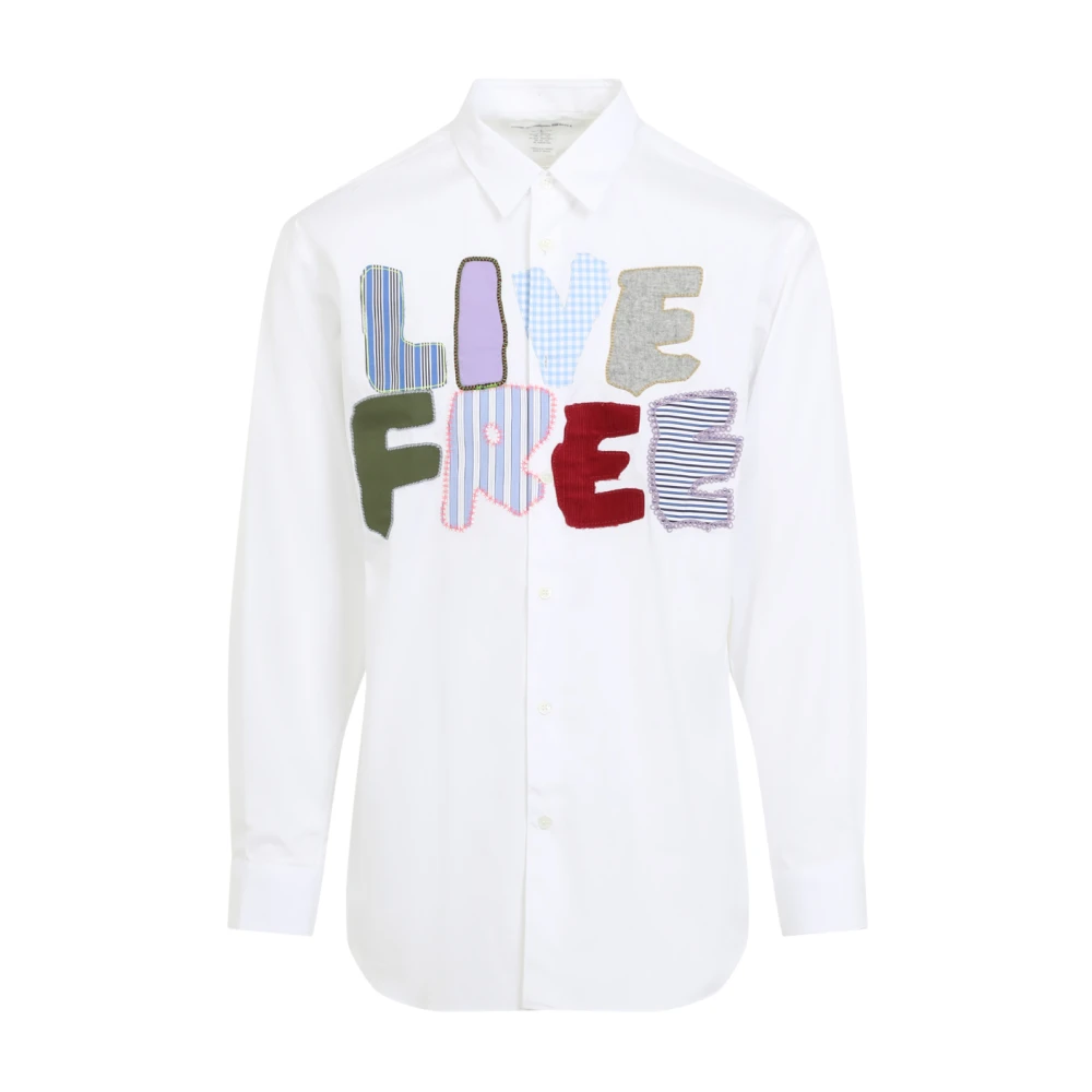 Comme des Garçons Wit Overhemd met Unieke Borduursels White Heren