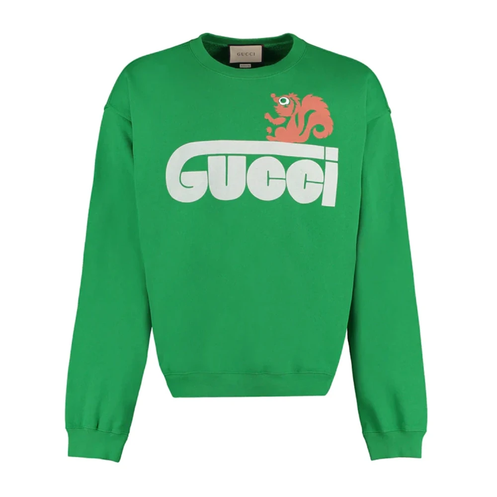 Gucci Katoenen Sweatshirt met Logodetail Green Heren