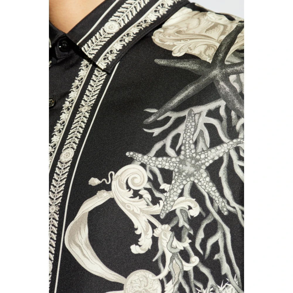 Versace Shirt met 'Barocco Sea' Print Black Heren