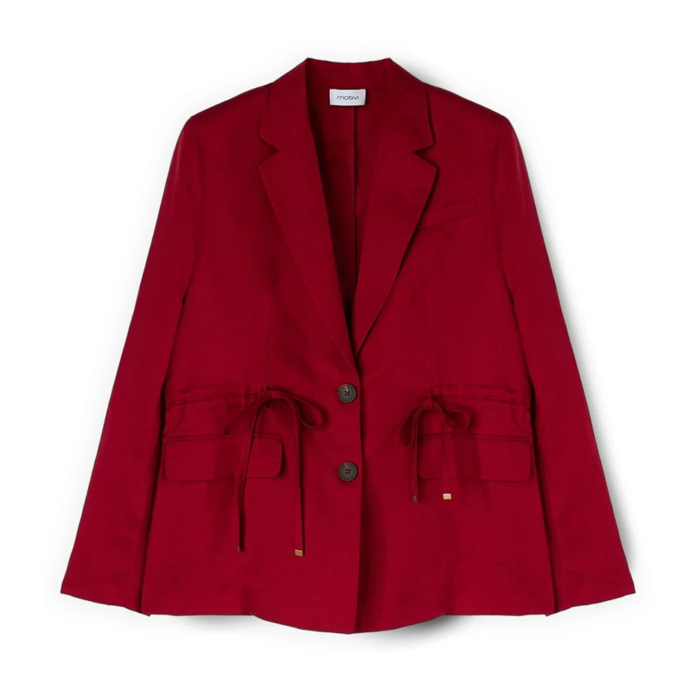 Motivi Donna Rosso - Blazer Misto Lino Con Coulisse - Jackets - Xl