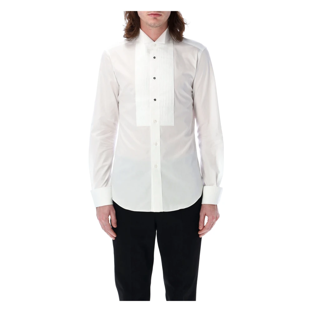 Junya Watanabe Witte Smocking Shirt met Vleugel Kraag White Heren