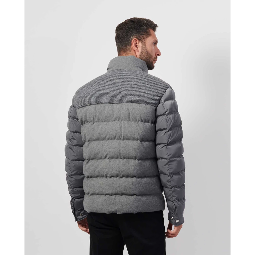 Hugo Boss Waterafstotende Grijze Jas met Wollen Paneel Gray Heren
