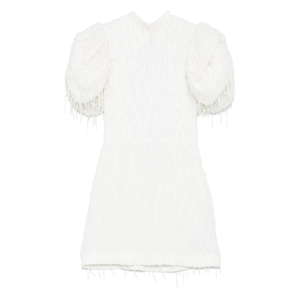 Rotate Birger Christensen Witte Pofmouw Jurk met Open Rug White Dames