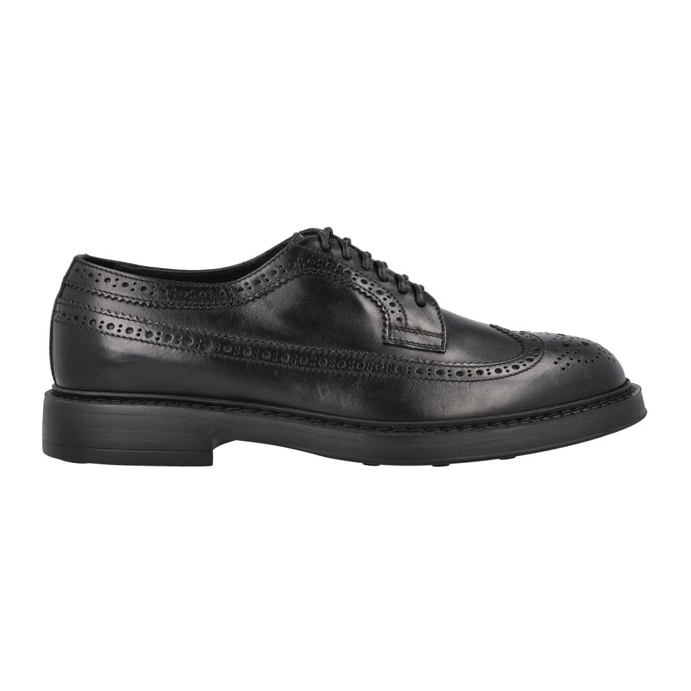 Doucal's Zwarte Leren Veterschoenen Black Heren